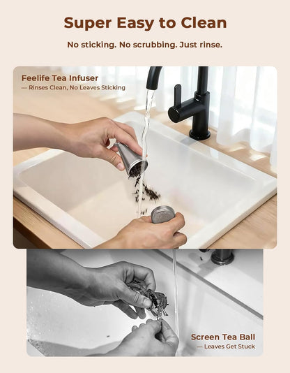 304 Stainless Steel Tea Strainer Fine Mesh Tea Infuser for Loose Leaf Tea | Feelife Cone Loose Leaf Tea Steeper with a Drip Tray, Tea Ball for Cup Mug Teapot Bottle Kettle