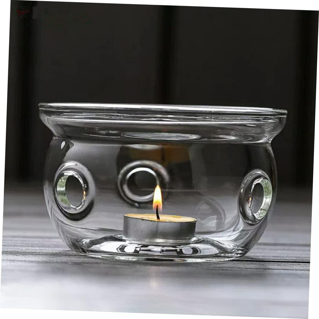 PRETYZOOM Glass Teapot Warmer Base Elegant High Borosilicate Glass Candle Holder for Tea Lovers Compact Design for Home Office Hotels and Tea Houses