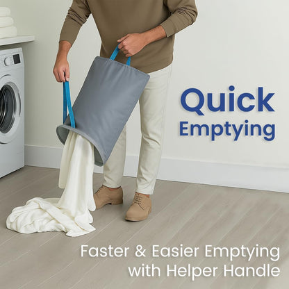 Dual Section 90L Laundry Basket with Wheels and Lid – Tall divided Double Laundry Hamper with 2 Removable Washable Bags, Large Laundry Sorter for Easy Clothes Separation