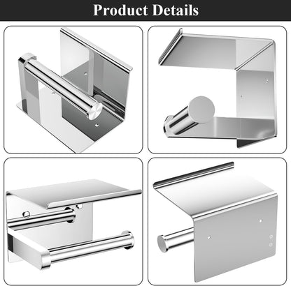 Toilet Paper Holder with Shelf Wall Mounted Toilet Paper Roll Dispenser | Heavy Duty Stainless Steel Brushed Nickel