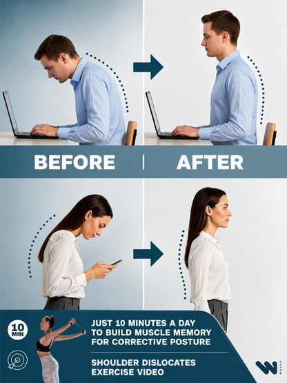 WALUE™ Posture Correction & Shoulder Exerciser – Non-Elastic Stretch Strap for Exercise, Yoga, Flexibility & Physical Therapy
