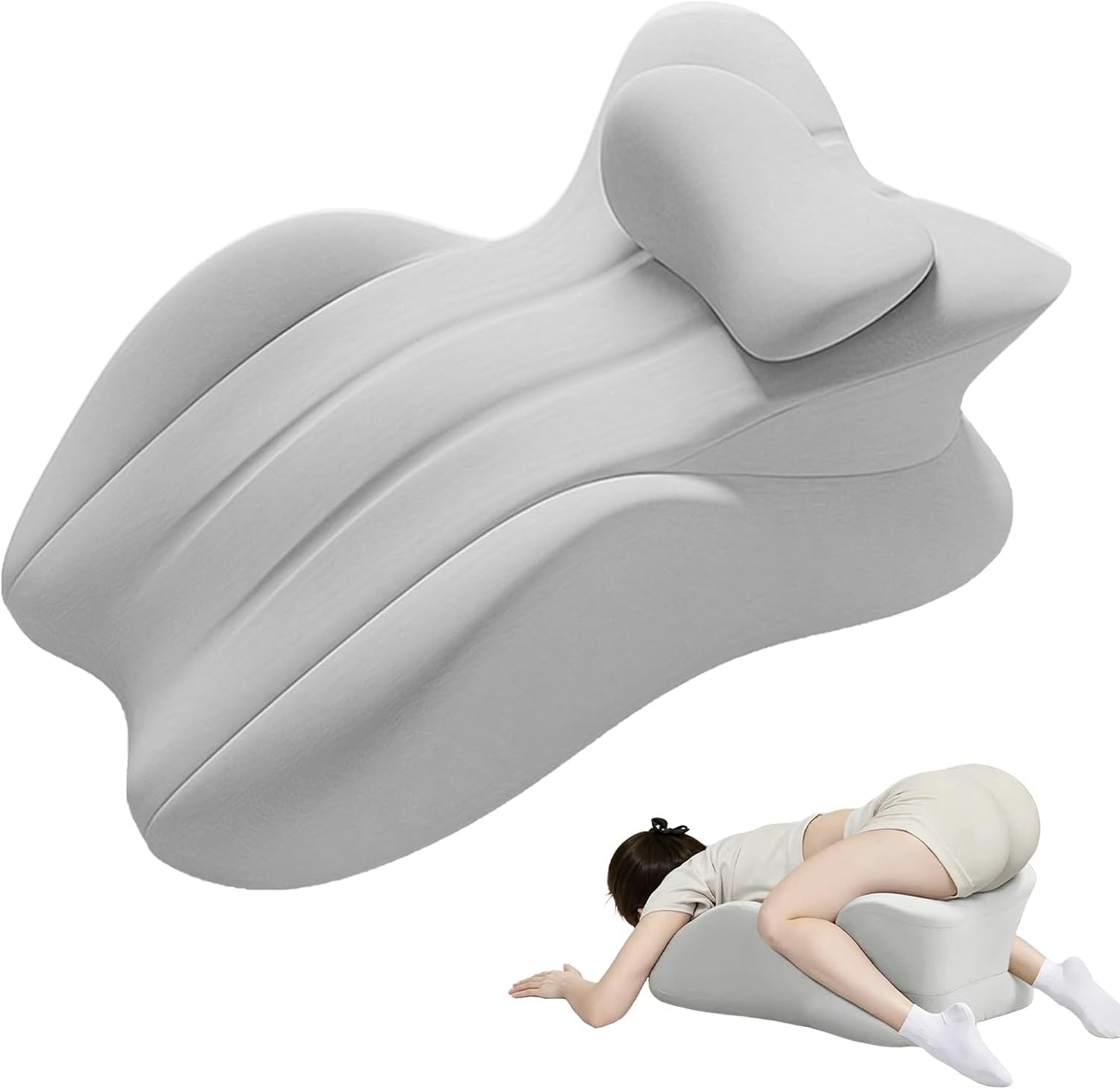 Memory Foam Wedge Pillow, 27° Angled Ergonomic Contoured Intimacy Couples Positioning Pillow for Reading, Back & Neck Support, Multi-Functional Body Support Cushion with Removable Cover