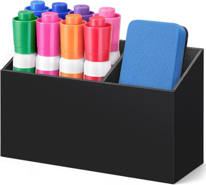 MR.MATE Magnetic Pen Holder,Clear Magnetic Marker Cup for Fridge Whiteboard | Dry Erase Marker Pencil Holder with Acrylic Cup and Strong Magnet, Non-slip Design For Refrigerator Locker Office & Classroom
