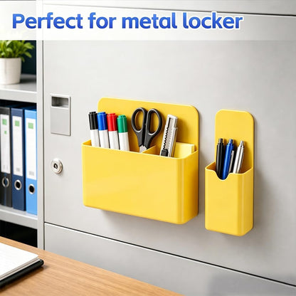 Magnetic Pen Holder, 2 Pack Magnetic Dry Erase Marker Holder, Black Strong Magnetic Marker Holder Pen Pencil Organizer for Whiteboard, Refrigerator, Office, Locker Accessories, Classroom Must Haves
