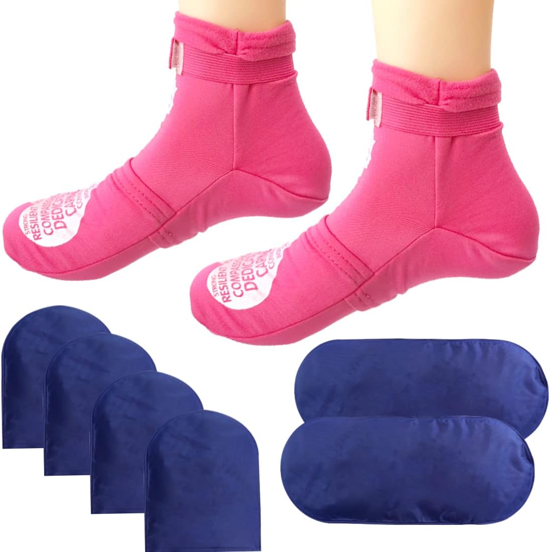 Reusable Cold Therapy Socks, Gel Ice Pack for Feet Heels Injuries Swelling, Hot and Cold Therapy Socks for Plantar Fasciitis Neuropathy Chemotherapy Pain Relief for Foot Ankle (Pink)