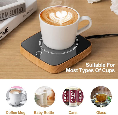Coffee Cup Warmer 12Hours Auto Shut-Off Mug Warmer with 3 Temperature Setting,Waterproof Tempered Glass Honeycomb Vents 16W Electric Coffee Warmer for Desk Use (Green)