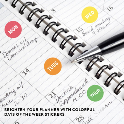 Andaz Press Colorful 7 Days of Week Stickers, Day Week Calendar Stickers for Adults Planner Day Dots Food Labels for Food Containers Date Calendar Planner Stickers Week Day Sticker Labels, 480-Pack