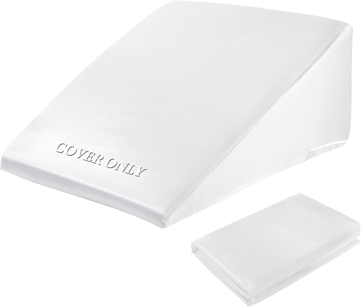 HOMBYS Satin Bed Wedge Pillow Cover Silky & Smooth Wedge Pillowcase 1 Pack 24x24x8, Soft & Breathable, Removable & Machine Washable-Zipper Design (Pillow Not Include), (Grey, 24"x24"x8")