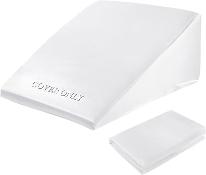 HOMBYS Satin Bed Wedge Pillow Cover Silky & Smooth Wedge Pillowcase 1 Pack 24x24x8, Soft & Breathable, Removable & Machine Washable-Zipper Design (Pillow Not Include), (Grey, 24"x24"x8")