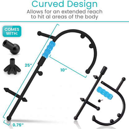 Vive Back and Neck Massager Cane - Trigger Point Massage Tools for Pain | Relief and Muscle - Handheld Self Massage Hook Therapy for Neck, Shoulder - Deep Tissue Myofascial Release Aid for Women