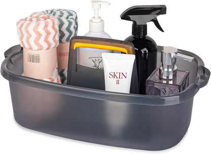 JiatuA Large Cleaning Supplies Caddy Portable Shower Caddy Basket Dark Gray | Sturdy Supply Organizer with Handle Plastic Bucket Tool Storage for Bathroom Bedroom Kitchen Garden College Dorm Essentials