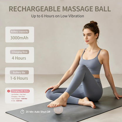 Heating Vibrating Massage Ball with 7 Modes & Memory Function for Myofascial Release, Deep Tissue and Trigger Point Muscle Therapy - Targets Back, Hip, Leg, Neck & Foot (Black)