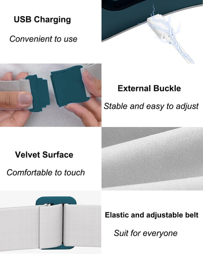 Portable Cordless Menstrual Heating Pad with 4 Heat Levels and 4 Massage Modes,Electric, Fast Large Heating Belly Wrap Belt (Black)
