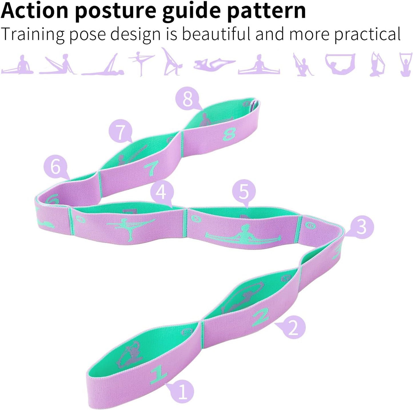 8 Loops Stretching Strap for Kids, Extended Dance Stretch Band Elastic for Ballet & Gymnastics, Children's Resistance Bands for Flexibility Training, Dance Equipment for Girls