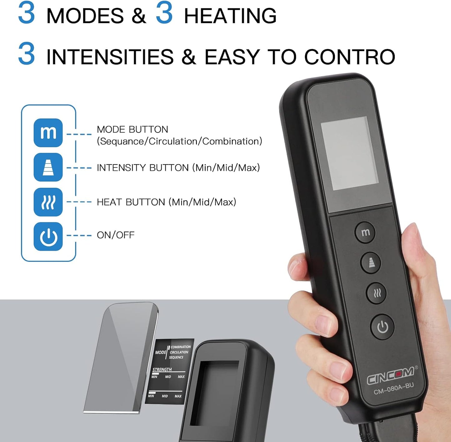CINCOM Leg Massager with Heat and Compression FSA - HSA, Sliver | 3-in-1 Foot Calf & Thigh Massager for Circulation and Pain Relief Helpful for Lymphedema Edema Restless and Relaxation