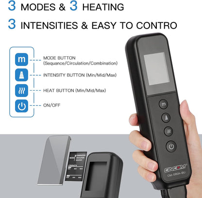 CINCOM Leg Massager with Heat and Compression FSA - HSA, Sliver | 3-in-1 Foot Calf & Thigh Massager for Circulation and Pain Relief Helpful for Lymphedema Edema Restless and Relaxation