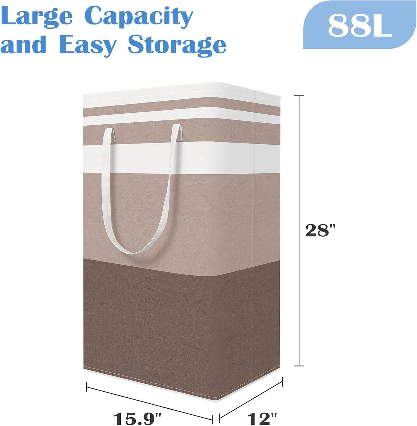 BlissTotes 3-Pack Laundry Basket, Collapsible Laundry Hamper, Grey, 75L | Laundry Clothes Hamper, Hampers for Bedroom, Freestanding Hamper with Handles, Clothes Laundry Basket