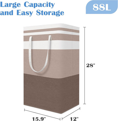BlissTotes 3-Pack Laundry Basket, Collapsible Laundry Hamper, Grey, 75L | Laundry Clothes Hamper, Hampers for Bedroom, Freestanding Hamper with Handles, Clothes Laundry Basket