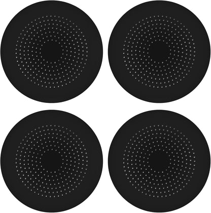 2 Pack Shower Drain Hair Catcher, Silicone Drain Cover with Suction Cup,Shower Drain Protector Drain Strainer Hair Stopper for Kitchen Bathroom Bathtub Sink(New Black 2Pack)
