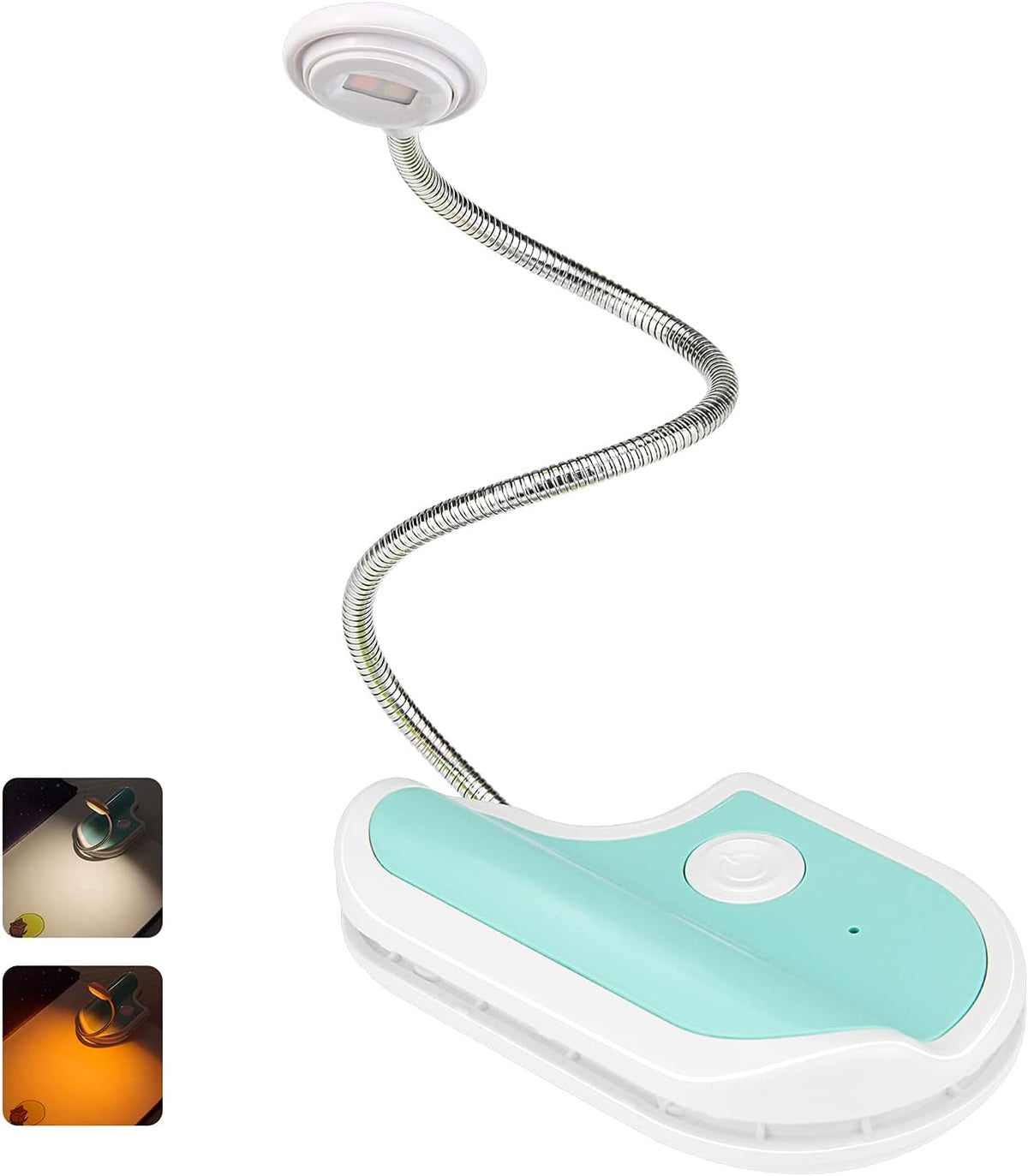 BIGMONAT Rechargeable Reading Light for Kids,Small Amber Book Reading Lights,Multi Colors Portable LED Reading Lamp with 360° Rotary Light Neck,Wireless Clip Reading Lighting for Books (Green)