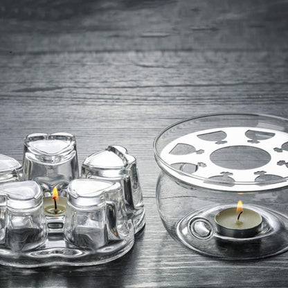 Heart Base for Teapot Creative Insulated Heating Stand Stylish Glass Material for Tea and Beverage Heating for Home Use