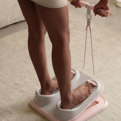 Leg Stretching Board Flexibility Board Calf Stretcher Ankle Stretcher Incline Board with Detachable Cylindrical Handle and Strap Suitable for Home Stretching Gym Mobility, Pink White