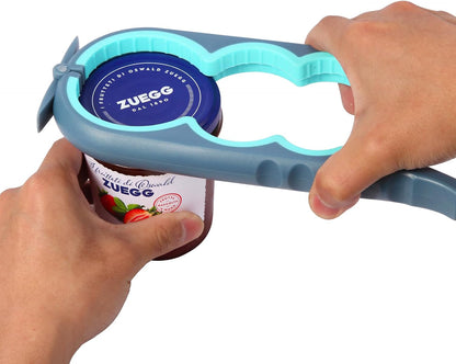 Jar Opener for Weak Hands, Seniors with Arthritis, Bottle Opener to Remove Stubborn Lids, Mutil Can Opener Gripper for Anyone with Low Strength (Blue and Grey)