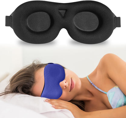 DTS Eye Sleep Mask for Side Sleepers Men Women Zero Eye Pressure 3D Cups Complete Light Blocking Night Blindfold with Adjustable Strap Shade Cover Sleeping Mask for Travel Nap Work Home (Black)