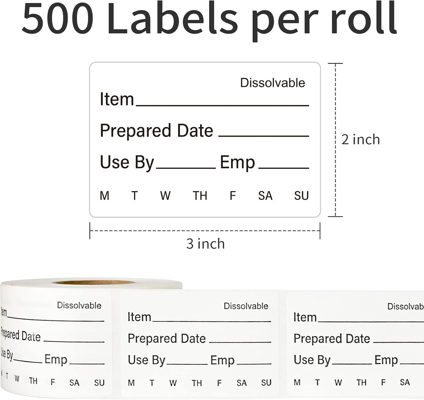 L LIKED 250 Dissolvable Labels 2"x 2" Use By Food Rotation Storage Label