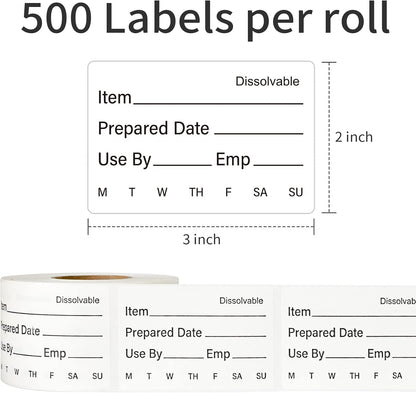 L LIKED 250 Dissolvable Labels 2"x 2" Use By Food Rotation Storage Label