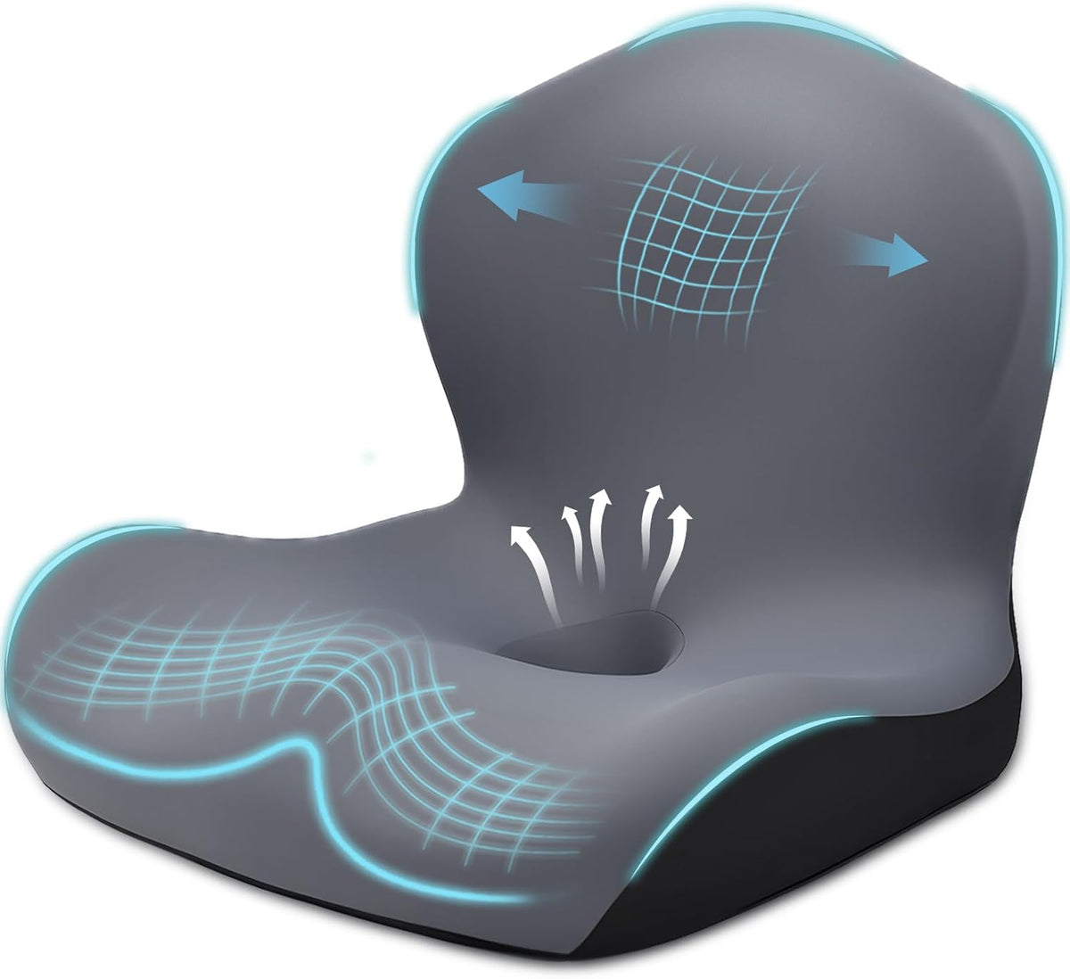 Seat Cushion for Office Chair and Car, L-Shaped Ergonomic Car Seat Cushions, Memory Foam Chair Cushion, Lumbar Support Pillow for Wheelchair, Car, Home, Office, Desk, Black