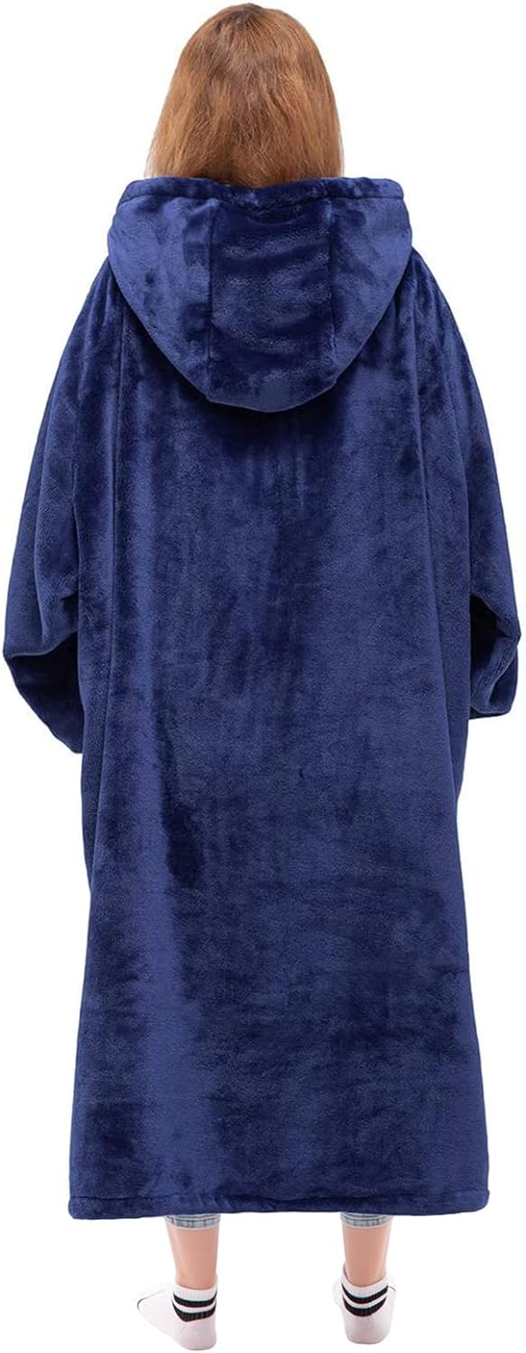 Wearable Blanket Sweatshirt Gifts for Women and Men, Warm and Cozy Giant Blanket Hoodie, Thick Flannel Blanket with Sleeves and Giant Pocket - Dark Gray