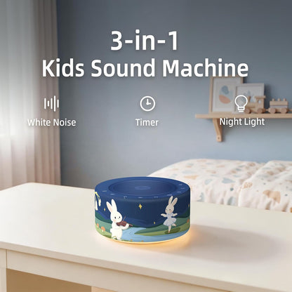 Kipcush White Noise Machine for Baby & Adults, 30 Soothing Sounds, Sleep Sound Machine with 8 Color Night Light, Memory Function, White Noise for Sleeping, Nursery, Office, Travel & Relaxation