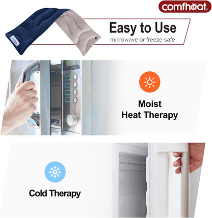 Neck Heating Pad Microwavable for Pain Relief, Moist Hot Compress | Microwave Neck Warmer Wrap FSA Eligible HSA for Sore Muscles Relief, Lavender Aroma, 25 x 5.7 Inches, Blue