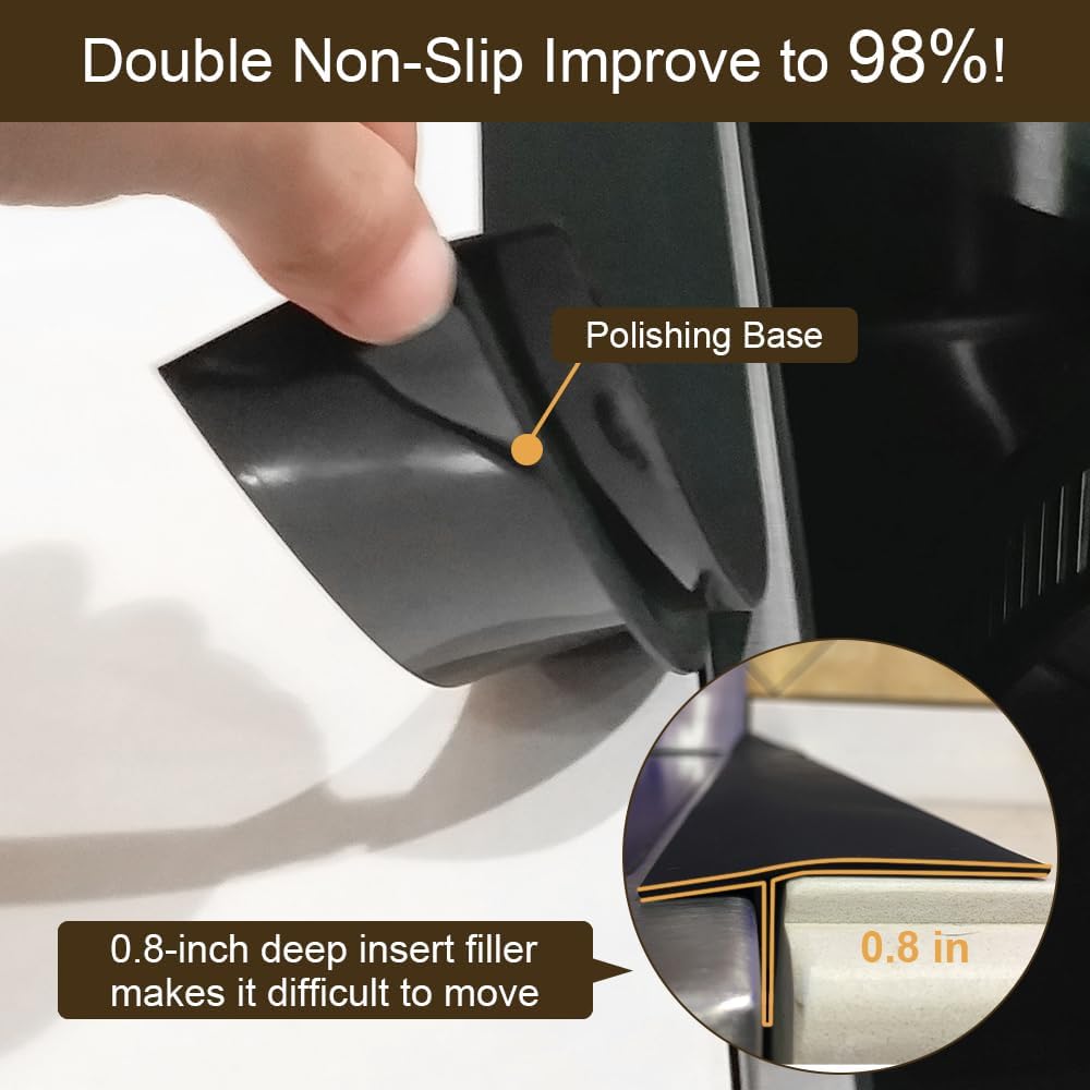 Silicone Stove Counter Gap Cover 30 Inch Side Range Gap Filler 2 Pack Black | Extra long kitchen stove gap covers, 0.2-1 inch gap, heavy 10 oz, cut to size, oven crack guards between stove and counter