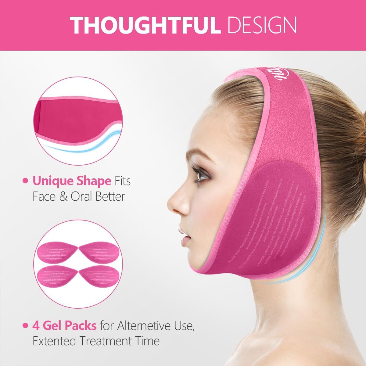 Hilph Wisdom Teeth Ice Pack Head Wrap, Face Ice Pack for Jaw Oral Surgery | Large Jaw Ice Wrap with 4 Hot Cold Gel Packs, Pain Relief for TMJ, Tonsillectomy, Wisdom Teeth Recovery Must Haves, Blue