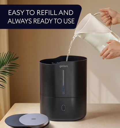 GENIANI Cool Mist Air Humidifiers for Bedroom, Plants, and Large Rooms - Quiet Humidifiers for Baby Room with Auto Shut Off & Night Light (3.9L, White)