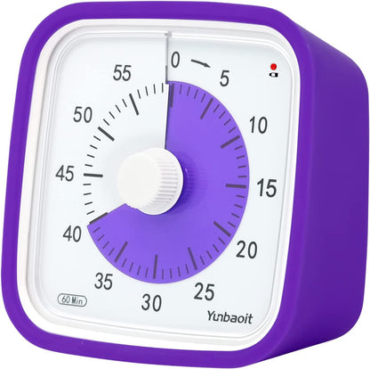 Yunbaoit Rainbow Visual Timer for Kids, 60-min Countdown Timer, Blue | Protective Case, No Ticking, Mute and Ringing Alarm Available, Time Management Tool, Low Power Reminder, for Study,Game,Work