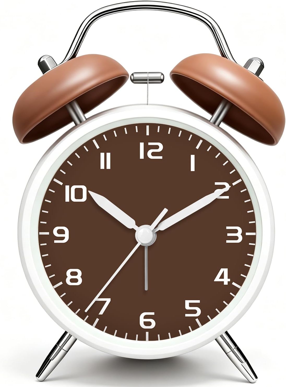 4.5" Analog Alarm Clock for Heavy Sleepers, Loud Battery Operated Alarm Clocks with Light, Metal Silent Desk Clock for Bedrooms, Retro Bedside Clocks for Kids Girls Women Mother Seniors, Pink