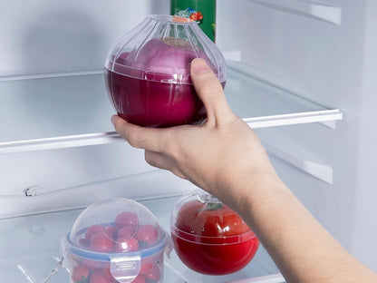Onion Storage, Avocado Saver Keeper, Reusable Tomato Lemon Holder | Fruits and Vegetables Storage Container with Clear Lid (Onion Saver)