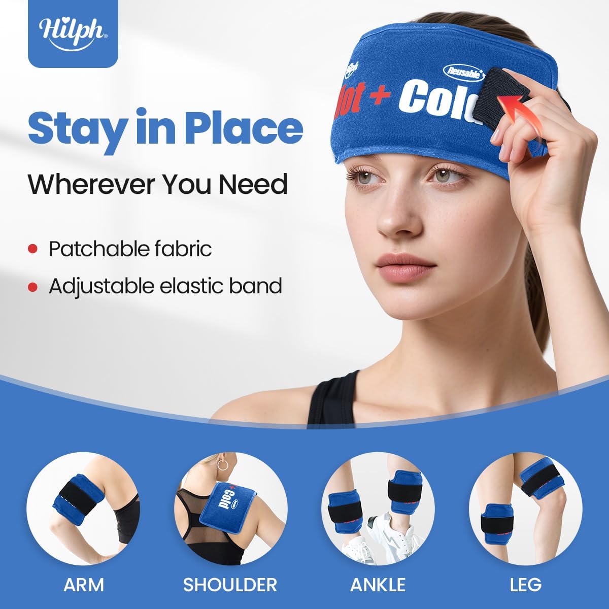 Hilph Ice Packs for Injuries 2 Pack, Hot Cold Gel Therapy Wrap with Strap