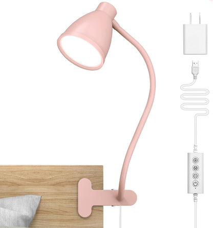 BOHON Desk Lamp 5 Color Modes 10 Brightness Dimmer Reading Light Black | 10W 38 LED Clamp Lamp with Auto Off Timer 360° Flexible Neck Clip on Light for Bed Bedside, AC Adapter Include