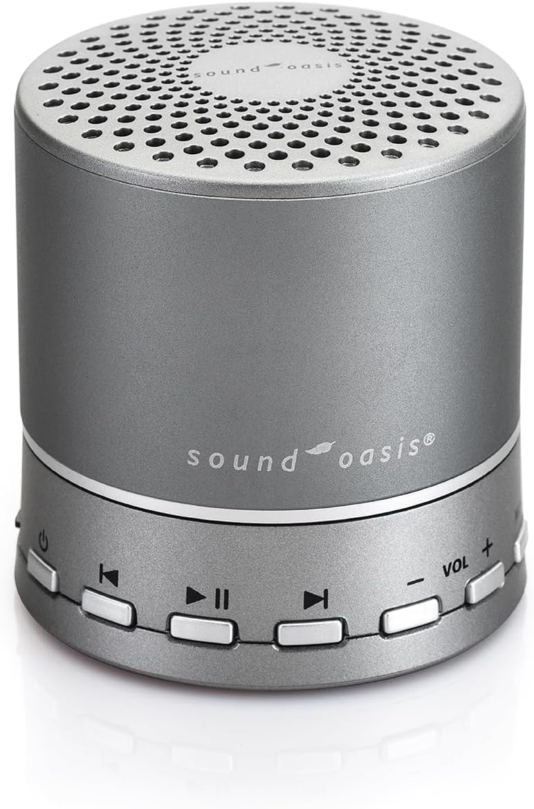 Sound Oasis Bluetooth White Noise Machine – Portable Sound Machine with 20 Non-Looping Nature, Pink & Brown Noise Sounds, Tinnitus Masker for Sleep, Baby, Office & Travel, Rechargeable