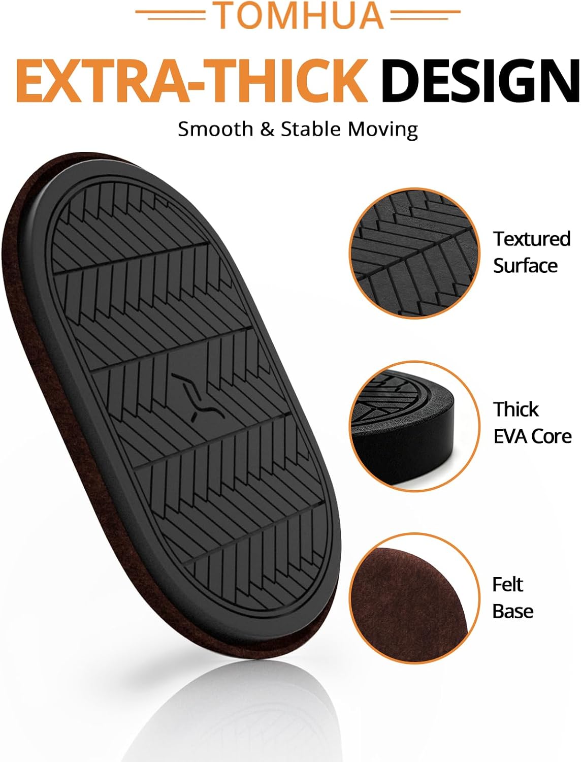 Furniture Sliders for Hardwood Floors Felt Heavy-Duty Furniture Movers | 8 Pack 9-1/2" Oval Reusable Furniture Slider with Extra Thick Design Beige Felt Sliders for Hard Surfaces Effortless Moving