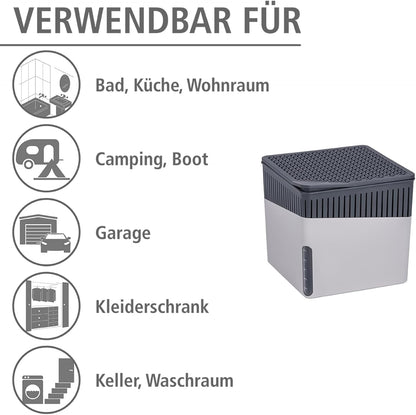 Portable Small Dehumidifier, Compact And Rechargeable, Moisture Absorber For Bathroom, Bedroom, Garage, Closet, 1400 Cubic Feet, 1.1lbs, Gray