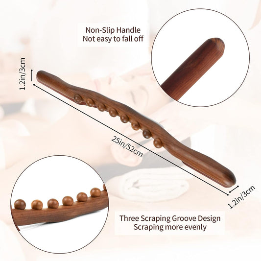 8 Bead Massage Roller Stick Wood Gua Sha Tool for All of Your Body SPA Massager 52cm