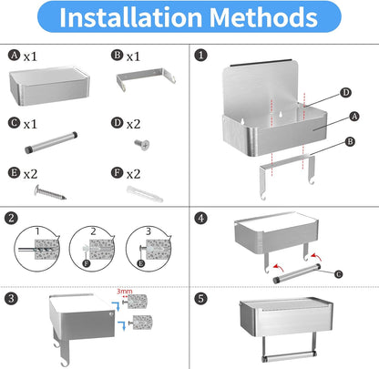 JUYSON Toilet Paper Holder with Shelf, Flushable Wipes Dispenser Fits for Bathroom Wipe Storage, Keep Your Wipes Hidden Out of Sight - SUS304 Stainless Steel Wall Mount Organizer (Matte Black)