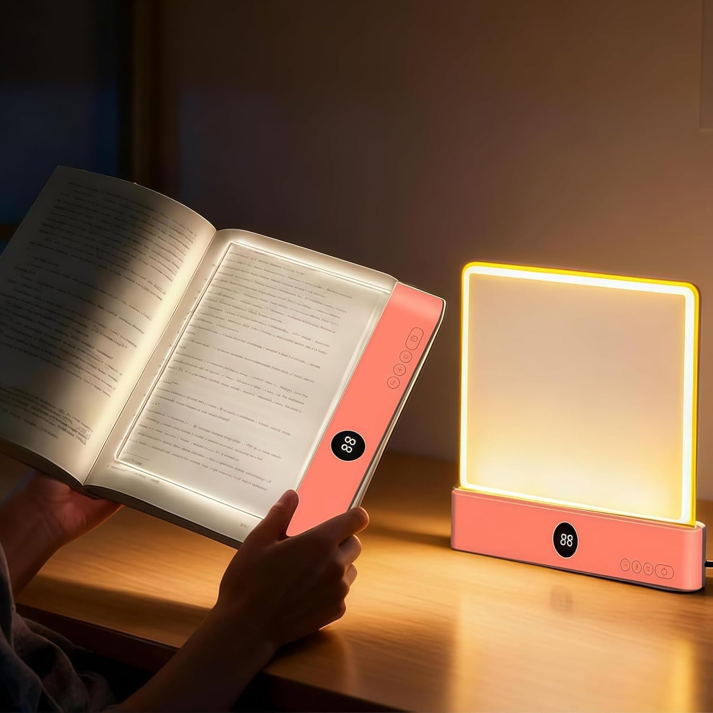 White Smart Led Reading Light, Book Light Treasure Box, Rechargeable Clear LED Flat Reading Light with 3 Colors & Timer, Doodleable Study Lamp, The Quiet Reader's Dream Lights