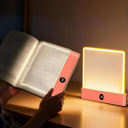 White Smart Led Reading Light, Book Light Treasure Box, Rechargeable Clear LED Flat Reading Light with 3 Colors & Timer, Doodleable Study Lamp, The Quiet Reader's Dream Lights