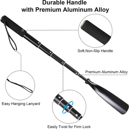 Mishell Shoe Horn Long Handle, Telescopic 16"-38", Sturdy Aluminium Alloy, Shoe Horn Long Handle For Seniors Men Women Kids, Shoehorn Long-handled for Boots, Long Shoe Horn For Men